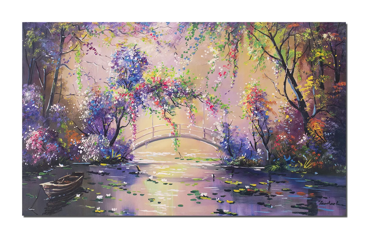 Tablou pictat manual - Podul japonez - 100x60cm  ulei pe panza, repro Claude Monet