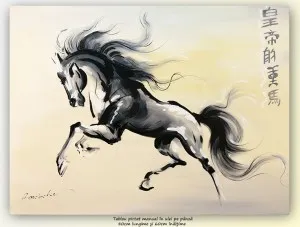 Asian horse - pictura ulei pe panza 80x60cm, Superb!
