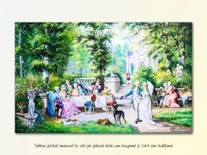 Tablou GIGANT - Petrecere la palat - 206x129 cm pictura ulei pe panza, MAGISTRAL