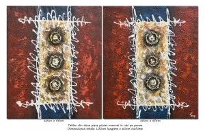 Tablou 2 piese - Cercuri magice - 100x60cm tablou abstract, Spectaculos!