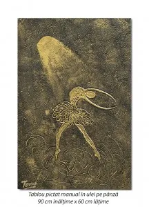 Tablou pictat manual, Balerina stilizata (2) - 90x60cm ulei pe panza, Superb
