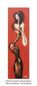 Modista (2) - tablou modern ulei pe panza 100x30cm