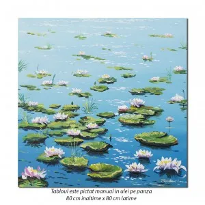 Nuferi - pictura ulei pe panza 80x80cm, repro Claude Monet