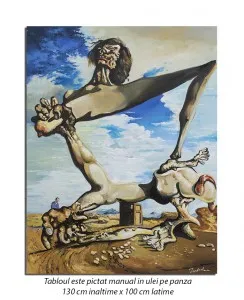 Soft Construction with Boiled Beans - 130x100cm ulei pe panza, reproducere Salvador Dali