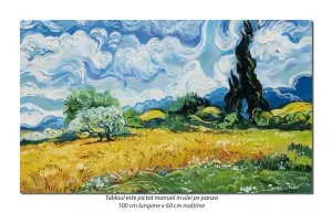 Camp cu grau si chiparosi (2) - 100x60cm ulei pe panza, repro Vincent van Gogh, Magistral!