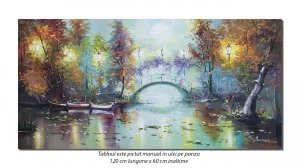 Podul japonez - 120x60cm tablou ulei pe panza, repro Claude Monet, Magistral!