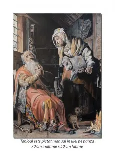 Tobit Accusing Anna of Stealing the Kid - 70x50cm ulei pe panza - reproducere Rembrandt, FABULOS