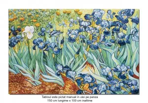 Tablou pictat manual GIGANT, Irisi la Saint-Remy - 150x100cm ulei pe panza, reproducere Vincent van Gogh