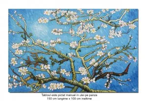Tablou pictat manual GIGANT, Migdal inflorit - 150x100cm ulei pe panza, reproducere Vincent van Gogh
