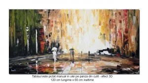 Tablou pictat manual, Incursiune in viitor (1) - 120x60cm pictura ulei pe panza in cutit efect 3D
