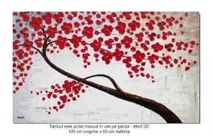 Tablou pictat manual, Copacul vietii (5) - 100x60cm ulei pe panza in relief, efect 3D