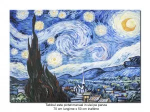 Tablou celebru pictat manual, Noapte instelata - 70x50cm ulei pe panza, repro Vincent van Gogh