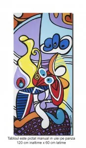 Tablou pictat manual, Nude and still life - 120x60cm ulei pe panza, reproducere Pablo Picasso