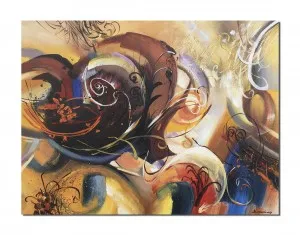 Tablou pictat manual GIGANT abstract - Fantezie - 120x90cm ulei pe panza, Spectaculos!