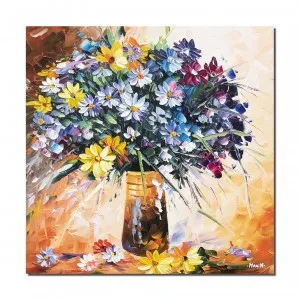 Tablou pictat manual - Aranjament floral in cutit (3) - 50x50cm ulei in cutit efect 3D, Magnific!