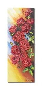Tablou pictat manual, Trandafiri rosii, 80x30cm ulei pe panza