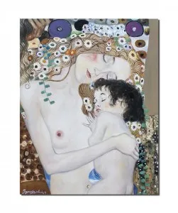 Tablou pictat manual, Dragoste materna, Cele trei varste ale femeii (detaliu) - 50x40cm ulei pe panza, reproducere Gustav Klimt, Magistral!