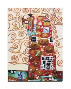 Tablou pictat manual, Copacul vietii (detaliu) - 80x60cm ulei pe panza, reproducere Gustav Klimt, Magistral