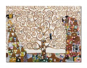 Tablou pictat manual, Copacul vietii - 80x60cm, ulei pe panza, reproducere Gustav Klimt