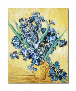 Tablou pictat manual, Vaza cu irisi, 50x40cm ulei pe panza, reproducere Vincent van Gogh