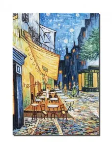 Tablou pictat manual, The Cafe Terrace, 70x50cm ulei pe panza, reproducere Vincent van Gogh