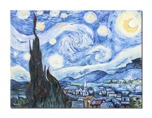 Tablou pictat manual, Noapte instelata - 80x60cm ulei pe panza, reproducere Vincent van Gogh