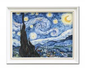 Tablou inramat pictat manual, Noapte instelata - 45x35cm ulei pe panza reproducere Vincent van Gogh
