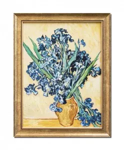 Tablou celebru inramat pictat manual, Vaza cu irisi - 45x35cm ulei pe panza reproducere Vincent van Gogh