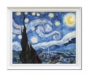 Tablou pictat manual inramat, Noapte instelata - 70x60cm ulei pe panza, repro Vincent van Gogh