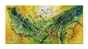 Tablou GIGANT pictat manual - Improvizatie abstracta - 140x70cm ulei pe panza, Spectaculos!