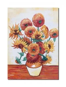 Tablou pictat manual, Vaza cu floarea soarelui - 70x50cm ulei pe panza, reproducere Vincent van Gogh