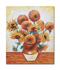 Tablou pictat manual, Vaza cu floarea soarelui - 60x50cm ulei pe panza, reproducere Vincent van Gogh