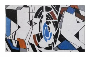 Tablou pictat maual birou, living, Fantezie in abstract - 100x60cm ulei pe panza in cutit efect 3D
