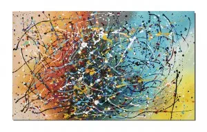 Tablou abstract pictat manual, Random 3 - 100x60cm ulei pe panza, Spectaculos