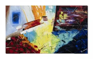 Tablou abstract pictat manual birou, living, dormitor - Conexiuni astrale - 100x60cm ulei pe panza, Spectaculos