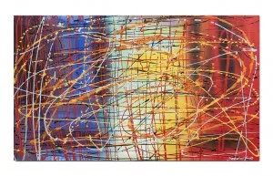 Tablou abstract pictat manual birou, living, Random (5) - 100x60cm ulei pe panza, Spectaculos