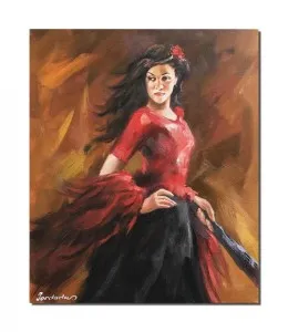 Tablou pictat manual, Flamenco dance, 60x50cm ulei pe panza