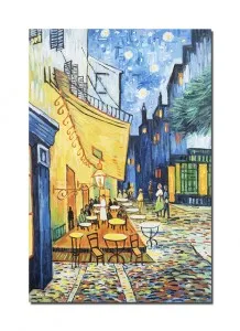Tablou pictat manual, The Cafe Terrace, 90x60cm ulei pe panza, reproducere Vincent van Gogh