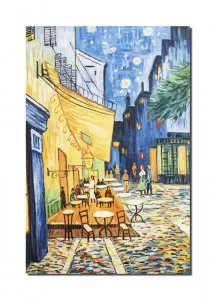 Tablou pictat manual living, dormitor, birou, The Cafe Terrace, 90x60cm ulei pe panza, reproducere Vincent van Gogh
