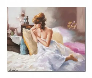 Tablou pictat manual dormitor, Amore mio, 60x50cm ulei pe panza