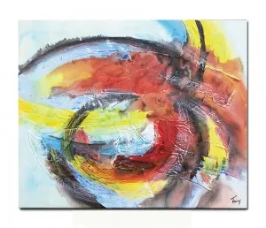 Tablou abstract pictat manual, Cosmos 2, 60x50cm ulei pe panza in relief efect 3D