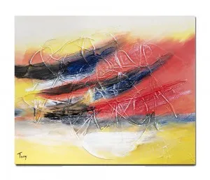 Tablou abstract pictat manual, Fantezie in abstract 17, 60x50cm ulei pe panza in relief efect 3D