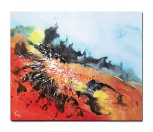 Tablou abstract pictat manual, Fantezie in abstract 21, 60x50cm ulei pe panza in relief efect 3D,
