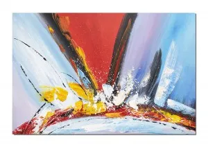 Tablou abstract pictat manual living, birou, Reflexii abstracte 2, 90x60cm ulei pe panza