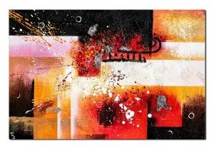 Tablou abstract pictat manual living, birou, Fantezie in abstract 3, 90x60cm ulei pe panza efect 3D