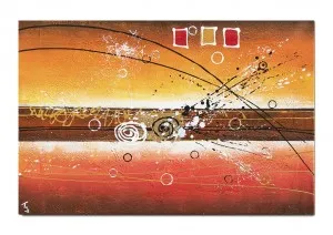 Tablou abstract pictat manual living, birou, Fantezie in abstract 3, 90x60cm ulei pe panza