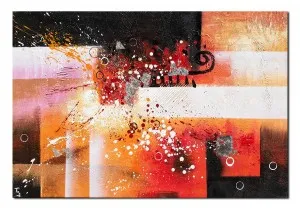 Tablou abstract pictat manual living, birou, Fantezie in abstract 5, 90x60cm ulei pe panza