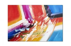 Tablou abstract pictat manual living, birou, Reflexii abstracte 3, 90x60cm ulei pe panza