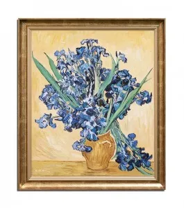 Tablou celebru inramat pictat manual, Vaza cu irisi - 70x60cm ulei pe panza