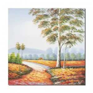 Tablou GIGANT pictat manual, Peisaj din natura, 100x100cm ulei pe panza